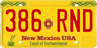 NM license plate 386RND