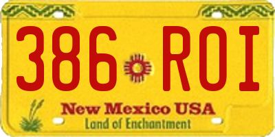 NM license plate 386ROI
