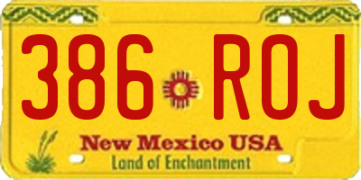 NM license plate 386ROJ