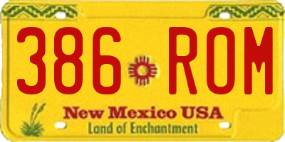 NM license plate 386ROM