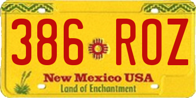 NM license plate 386ROZ