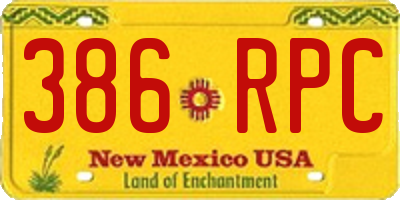 NM license plate 386RPC