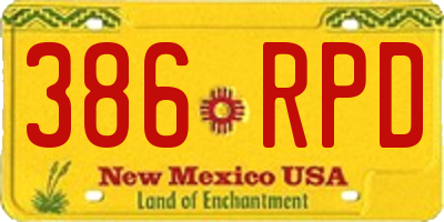 NM license plate 386RPD