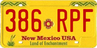 NM license plate 386RPF