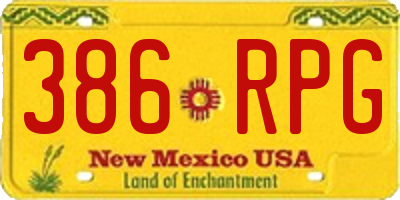 NM license plate 386RPG