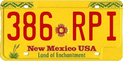 NM license plate 386RPI