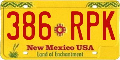 NM license plate 386RPK