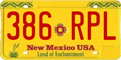 NM license plate 386RPL