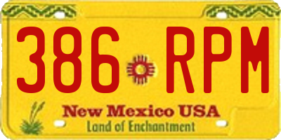 NM license plate 386RPM