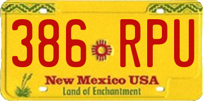 NM license plate 386RPU