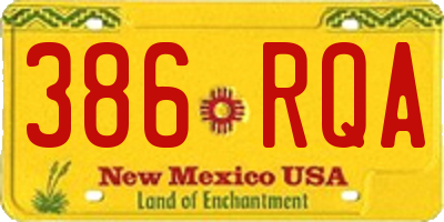 NM license plate 386RQA