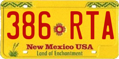 NM license plate 386RTA