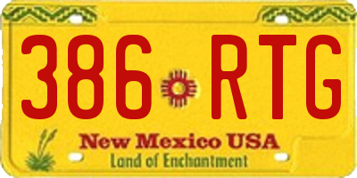 NM license plate 386RTG