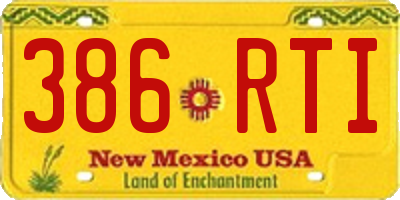 NM license plate 386RTI