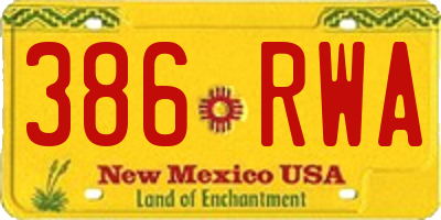 NM license plate 386RWA