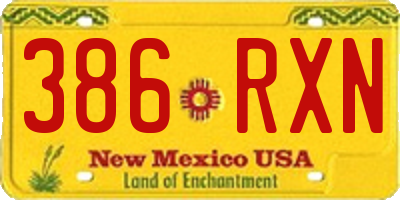NM license plate 386RXN