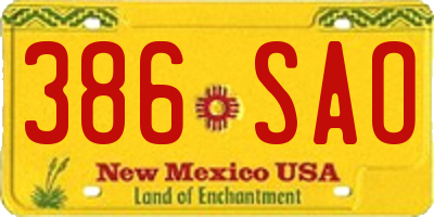 NM license plate 386SAO