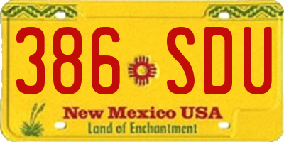 NM license plate 386SDU