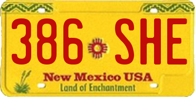 NM license plate 386SHE