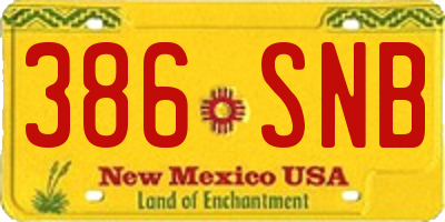 NM license plate 386SNB