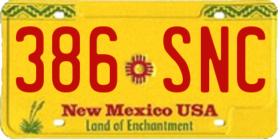 NM license plate 386SNC