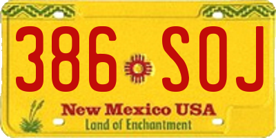 NM license plate 386SOJ