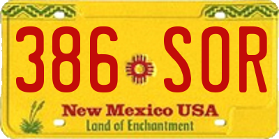 NM license plate 386SOR