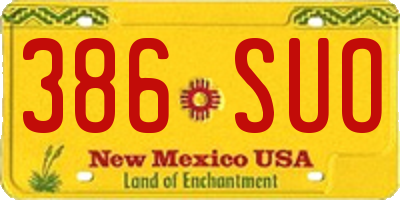 NM license plate 386SUO