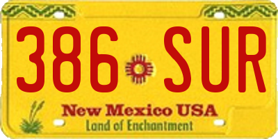 NM license plate 386SUR