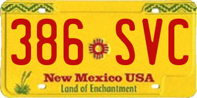 NM license plate 386SVC