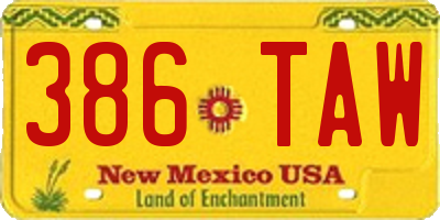 NM license plate 386TAW
