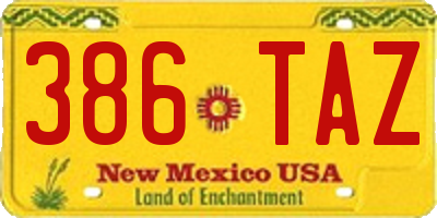 NM license plate 386TAZ