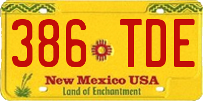 NM license plate 386TDE