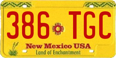 NM license plate 386TGC