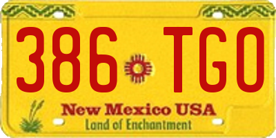 NM license plate 386TGO