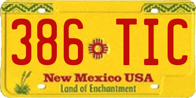 NM license plate 386TIC