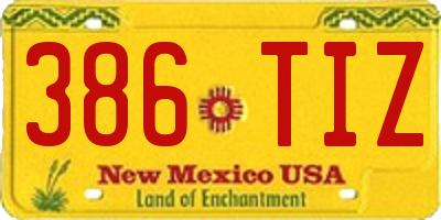 NM license plate 386TIZ