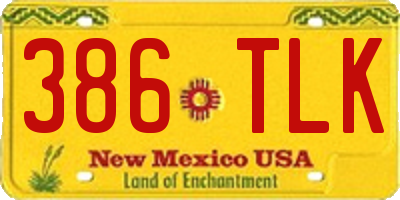 NM license plate 386TLK