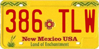 NM license plate 386TLW
