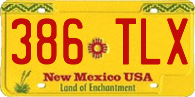 NM license plate 386TLX