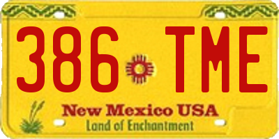 NM license plate 386TME