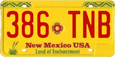 NM license plate 386TNB