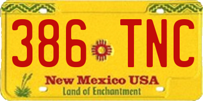 NM license plate 386TNC