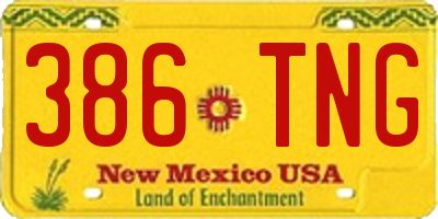 NM license plate 386TNG