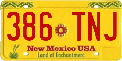NM license plate 386TNJ