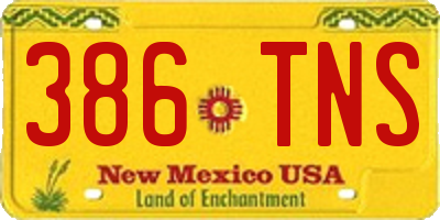 NM license plate 386TNS