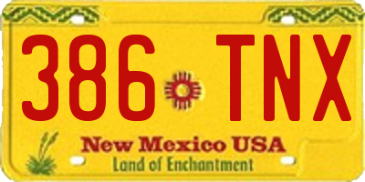 NM license plate 386TNX