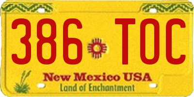 NM license plate 386TOC