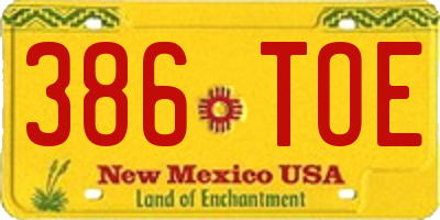 NM license plate 386TOE