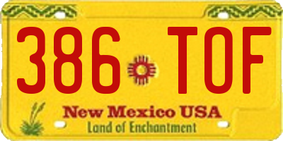 NM license plate 386TOF